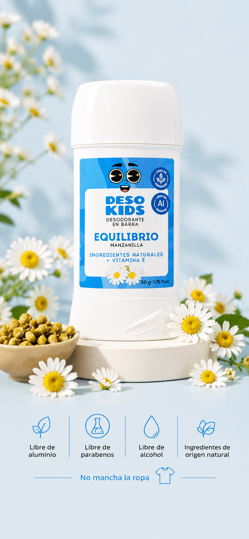 Desodorante Desokids Equilibrio con aroma a manzanilla